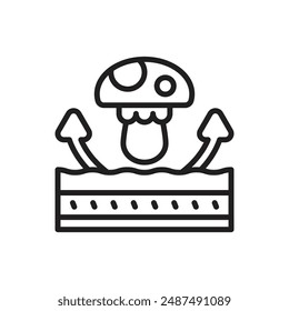 Fabric Features Fungi Outline Icon Vector Illustration