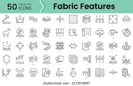 fabric features Icons bundle. Linear dot style Icons. Vector illustration