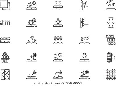 Fabric features icons collection is a vector illustration with editable stroke.