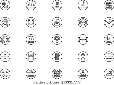Fabric features icons collection is a vector illustration with editable stroke.