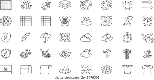 Fabric Features line Editable Icons set