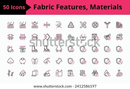 Fabric Features, Materials Icons Set