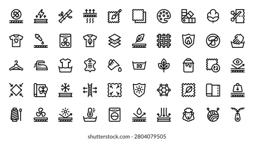 Fabric Features Textile Material Pattern Sewing Icon Set