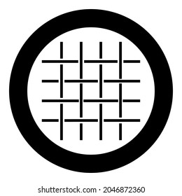 Fabric fibers Grid Cloth textile icon in circle round black color vector illustration solid outline style image