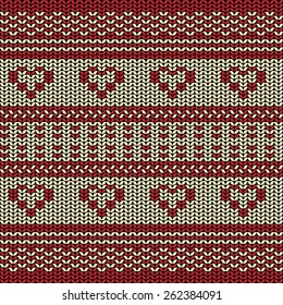 Fabric flat line background seamless pattern with love heart
