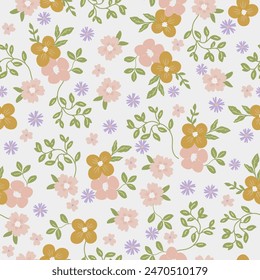 Estampado floral de tela. Archivo de patrón floral sin costura para el textil, Fondo de pantalla, papelería, póster, diseño de tarjeta. Fondo de Vector repetido