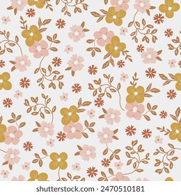 Fabric floral print. Seamless floral pattern file for textile, wallpaper, stationery, poster, card design. Repeating vector background