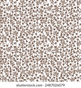 Fabric floral seamless pattern. Hand draw vector design. Retro illustration.