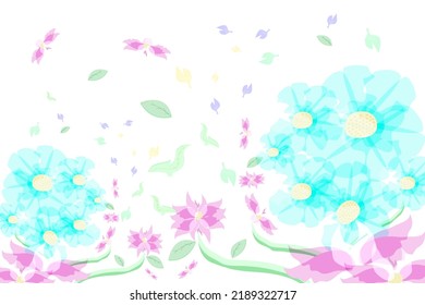 fabric flower blue pink winter soft tone 