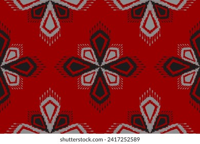 Stoffblumenmuster Kunst. Ethnische rote nahtlose Muster traditionell. Amerikanischer, mexikanischer Stil. Design für Hintergrund, Illustration, Kleidung, Teppich, Teppich, Batik, Stickerei.