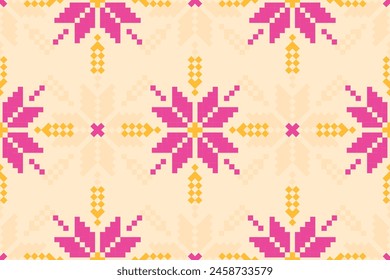 Stoff Blumenmuster Kunst. Geometrische ethnische nahtlose Muster in Stammes. Design für Hintergrund, Bildschirmhintergrund, Vektorillustration, Stoff, Bekleidung, Teppich, Textil, Batik, Stickerei.
