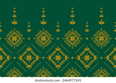 Fabric flower pattern art. Geometric ethnic seamless pattern in tribal. Design for background, wallpaper, vector illustration, fabric, clothing, carpet, textile, batik, embroidery.