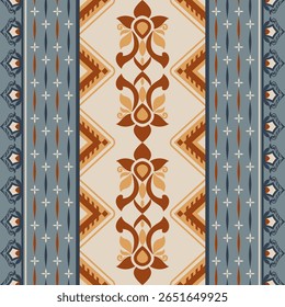fabric geometric ethnic pattern earthy tones colour vector flat design