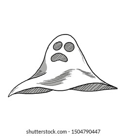 fabric ghost illustration in hand drawn style