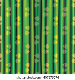 fabric green yellow shiny bright  curtain with eye pattern