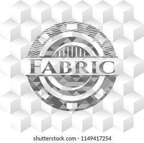 Fabric grey badge with geometric cube white background