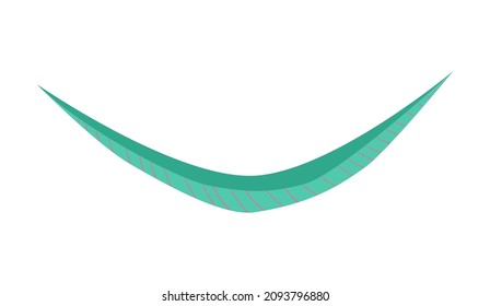 Fabric hammock suspended at ends, flat vector illustration isolated on white background. Tourist or garden hammock bed for summer vacation, home relaxation and travel.