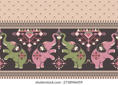Tela Corazón Elefante patrón geométrico Colores pastel Vector minimalista
