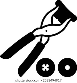 fabric hole punching concept, Button Hand Punches Machine vector icon design, Bespoke tailoring symbol, Made-to-measure clothing sign,Sew and Tailor materials stock illustration