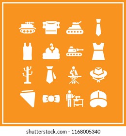 fabric icon. 16 fabric vector set. hat, towel, dress and tailor icons for web and design about fabric theme