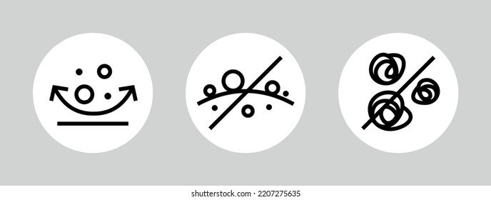 The fabric icon does not roll (pellets). Pictogram for web or marketplace, clothing category. Isolated vector illustration on a white background.