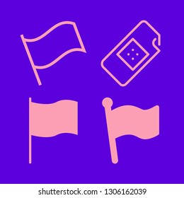 fabric icon set with flag and patch vector illustration