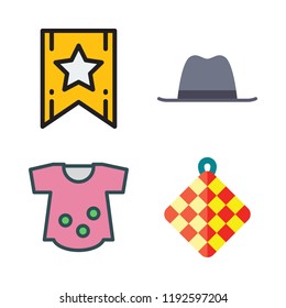 fabric icon set. vector set about towel, hat, lace and clothes icons set.