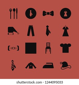 fabric icon. fabric vector icons set santa hat, trousers, white bow tie and iron