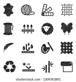 Fabric Icons. Black Scribble Design. Vector Illustration.