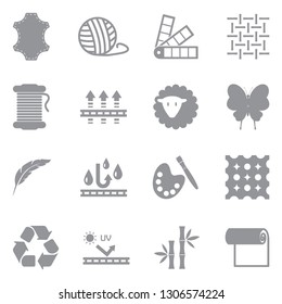 Fabric Icons. Gray Flat Design. Vector Illustration.