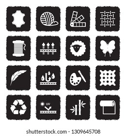 Fabric Icons. Grunge Black Flat Design. Vector Illustration. 