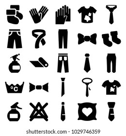 Fabric icons. set of 25 editable filled fabric icons such as baby socks, pillow with heart on it, spray bottle, dirty laundry, laundry, no bleaching, tie, bow tie, pants