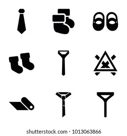 Fabric icons. set of 9 editable filled fabric icons such as baby socks, baby shoes, tie, carpet