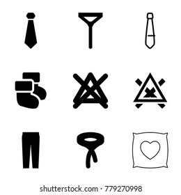 Fabric icons. set of 9 editable filled and outline fabric icons such as no bleaching, tie, pants, baby socks