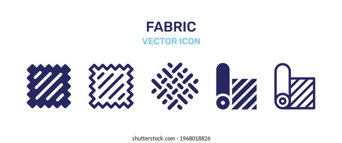 Fabric icons set. Textile Rug steaming, mat, carpets, flooring vector illustration.