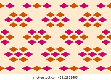 Fabric ikat pattern art. Ethnic seamless pattern traditional. American, Mexican style. Design for background, wallpaper, illustration, fabric, clothing, carpet, textile, batik, embroidery.