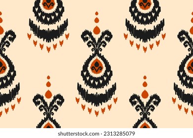 Arte de patrones de ikat de tela. Patrón de infiltración étnica tradicional. de estilo americano y mexicano. Diseño para fondo, papel pintado, ilustración, tela, ropa, alfombra, textil, batik, bordado.