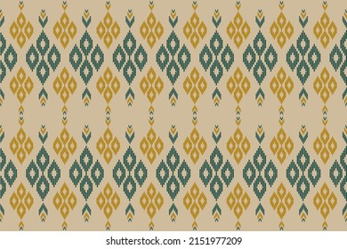 Fabric ikat pattern art. Geometric ethnic oriental seamless pattern traditional. Design for background, wallpaper, vector illustration, fabric, clothing, carpet, textile, batik, embroidery.
