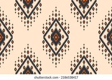 Arte de patrones de ikat de tela. Patrón geométrico étnico sin costuras tradicional. de estilo americano y mexicano. Diseño para fondo, papel pintado, ilustración, tela, ropa, alfombra, textil, batik, bordado.