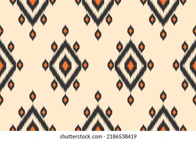 Fabric ikat pattern art. Geometric ethnic seamless pattern traditional. Fabric Indian style. Design for background, wallpaper, illustration, fabric, clothing, carpet, textile, batik, embroidery.