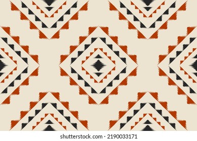 Arte de patrones de ikat de tela. Patrón geométrico étnico sin costuras tradicional. de estilo americano y mexicano. Diseño para fondo, papel pintado, ilustración, tela, ropa, alfombra, textil, batik, bordado.