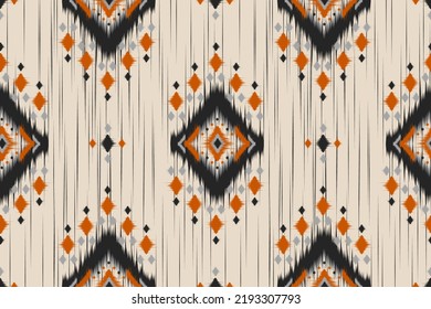 Fabric ikat pattern art. Geometric ethnic seamless pattern traditional. American, Mexican style. Design for background, wallpaper, illustration, fabric, clothing, carpet, textile, batik, embroidery.