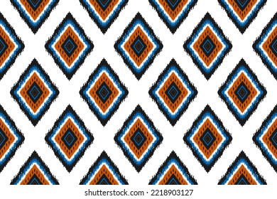 Arte de patrones de ikat de tela. Patrón geométrico étnico sin costuras tradicional. de estilo americano y mexicano. Diseño para fondo, papel pintado, ilustración, tela, ropa, alfombra, textil, batik, bordado.