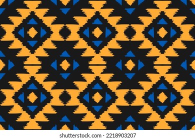 Arte de patrones de ikat de tela. Patrón geométrico étnico sin costuras tradicional. de estilo americano y mexicano. Diseño para fondo, papel pintado, ilustración, tela, ropa, alfombra, textil, batik, bordado.