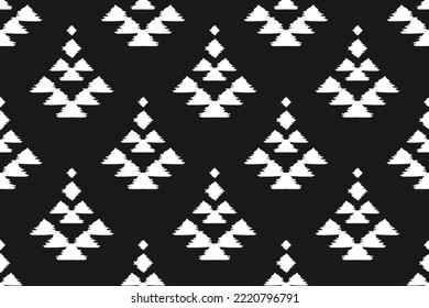 Fabric ikat pattern art. Geometric ethnic seamless pattern traditional. American, Mexican style. Design for background, wallpaper, illustration, fabric, clothing, carpet, textile, batik, embroidery.