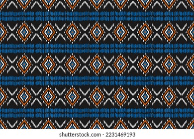 Fabric ikat Muster Kunst. Geometrisches ethnisches nahtloses Muster traditionell. Amerikanischer, mexikanischer Stil. Design für Hintergrund, Tapete, Illustration, Stoff, Kleidung, Teppich, Textilien, Batik, Stickereien.