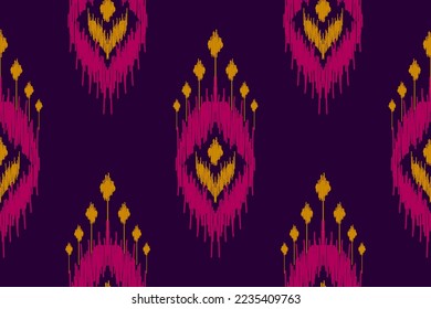 Arte de patrones de ikat de tela. Patrón geométrico étnico sin costuras tradicional. de estilo americano y mexicano. Diseño para fondo, papel pintado, ilustración, tela, ropa, alfombra, textil, batik, bordado.