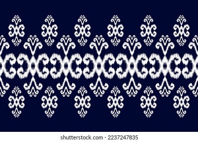 Arte de patrones de ikat de tela. Patrón geométrico étnico sin costuras tradicional. de estilo americano y mexicano. Diseño para fondo, papel pintado, ilustración, tela, ropa, alfombra, textil, batik, bordado.