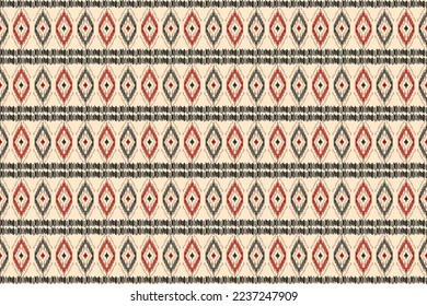 Fabric ikat pattern art. Geometric ethnic seamless pattern traditional. American, Mexican style. Design for background, wallpaper, illustration, fabric, clothing, carpet, textile, batik, embroidery.