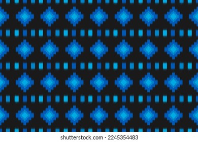 Fabric ikat pattern art. Geometric ethnic seamless pattern traditional. American, Mexican style. Design for background, wallpaper, illustration, fabric, clothing, carpet, textile, batik, embroidery.